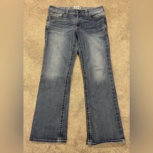 Ariat REAL Denim Jeans Women’s 33R Medium Wash Embroidered Pockets Western ~ AR2
